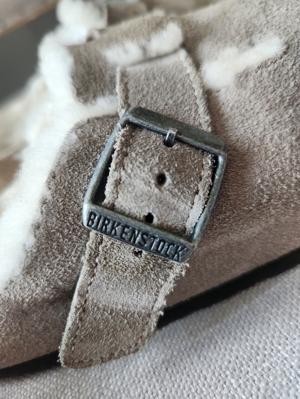 Birkenstock Boston Mule Taupe Suede Shearling Lined Clogs 38 - Picture 3 of 9